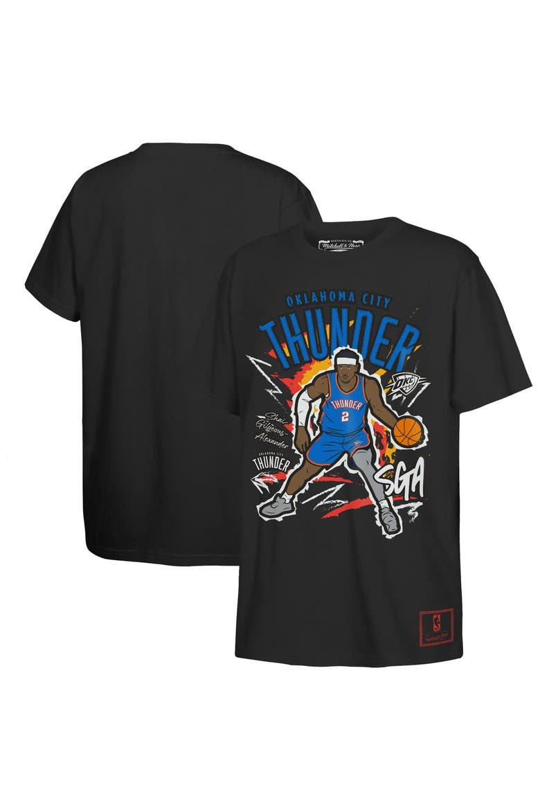 Youth Mitchell & Ness Shai Gilgeous-Alexander Black Oklahoma City Thunder Chalked Up Player T-Shirt, Main, color, Black
