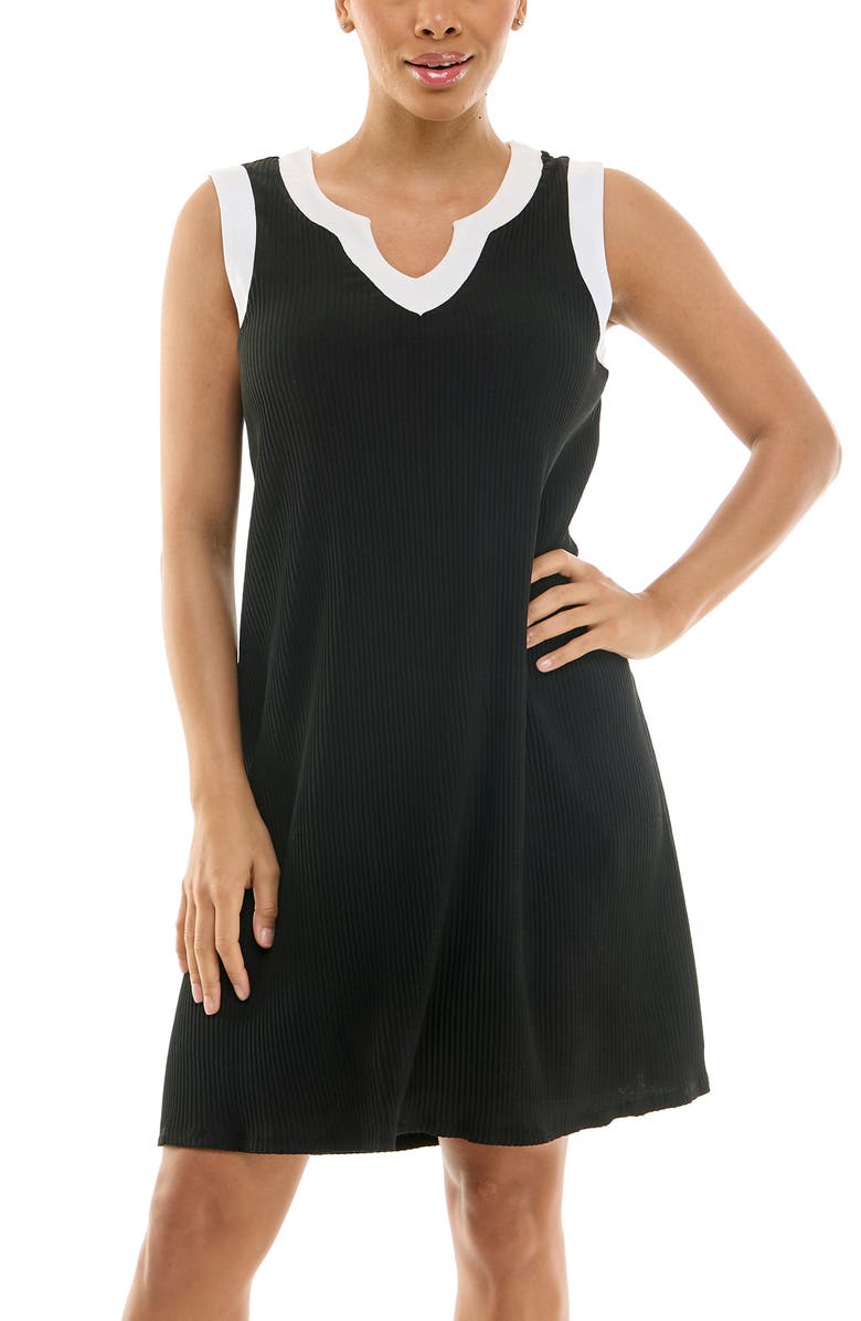 Nina Leonard Ribbed Sheath Dress, Alternate, color, Black/ White