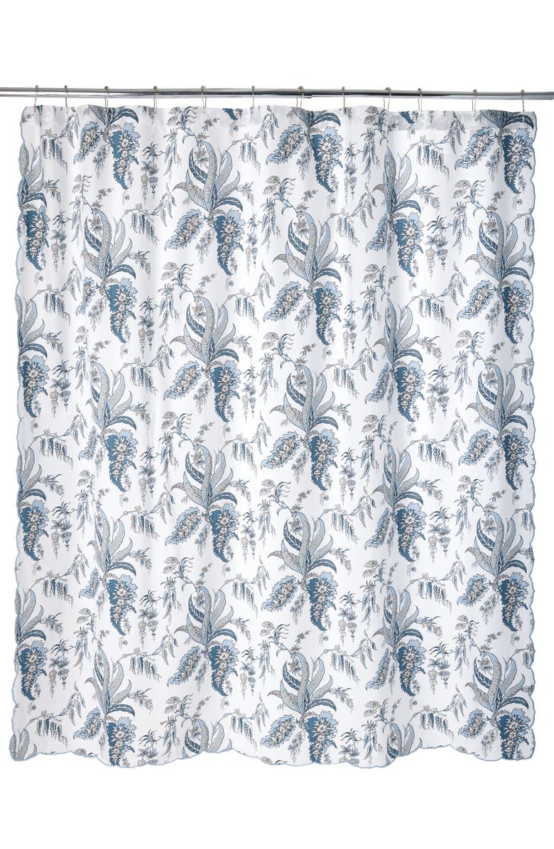 Matouk Apolline Shower Curtain, Main, color, Mediterranean