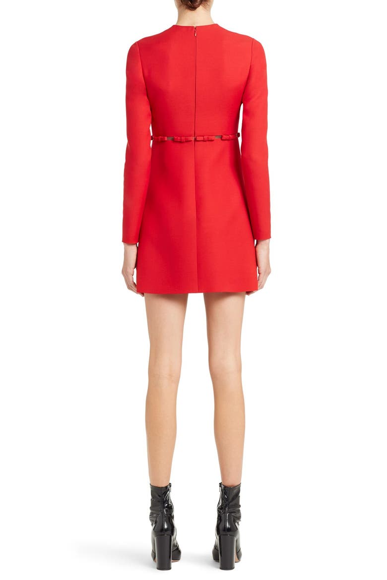 Bow Detail Crepe Couture Dress, Alternate, color, RED