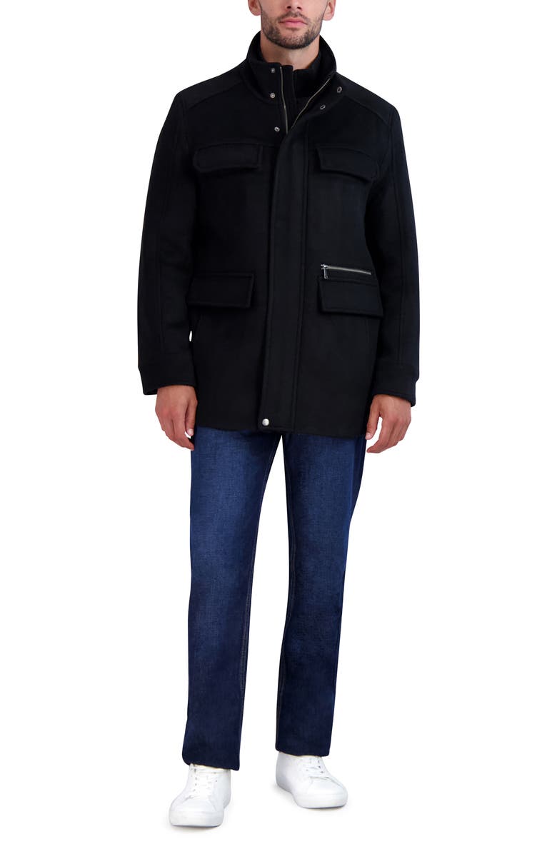 Cole Haan Wool Blend Field Coat, Alternate, color, Black