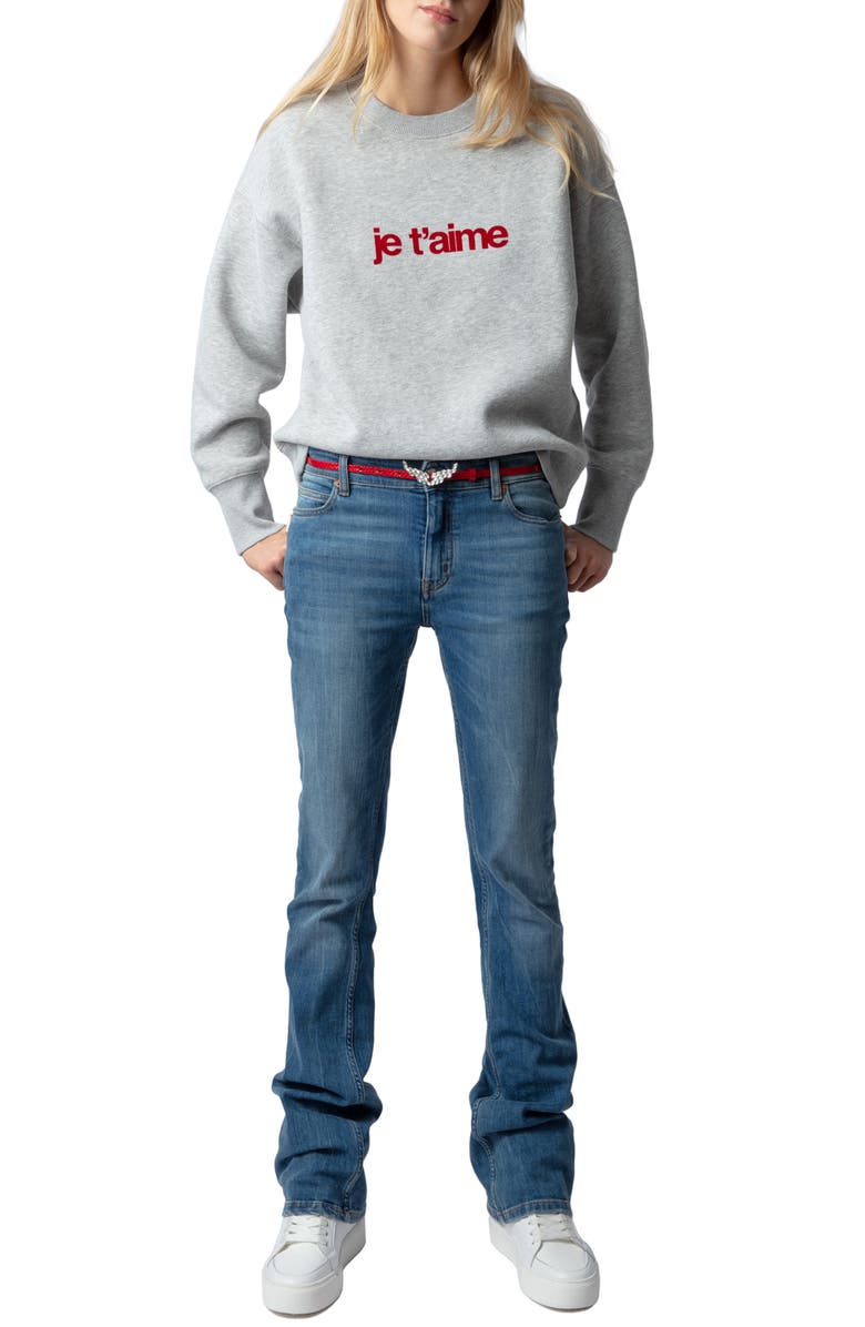 Zadig & Voltaire Oscar Je T'Aime Organic Cotton Blend Sweatshirt, Alternate, color, 