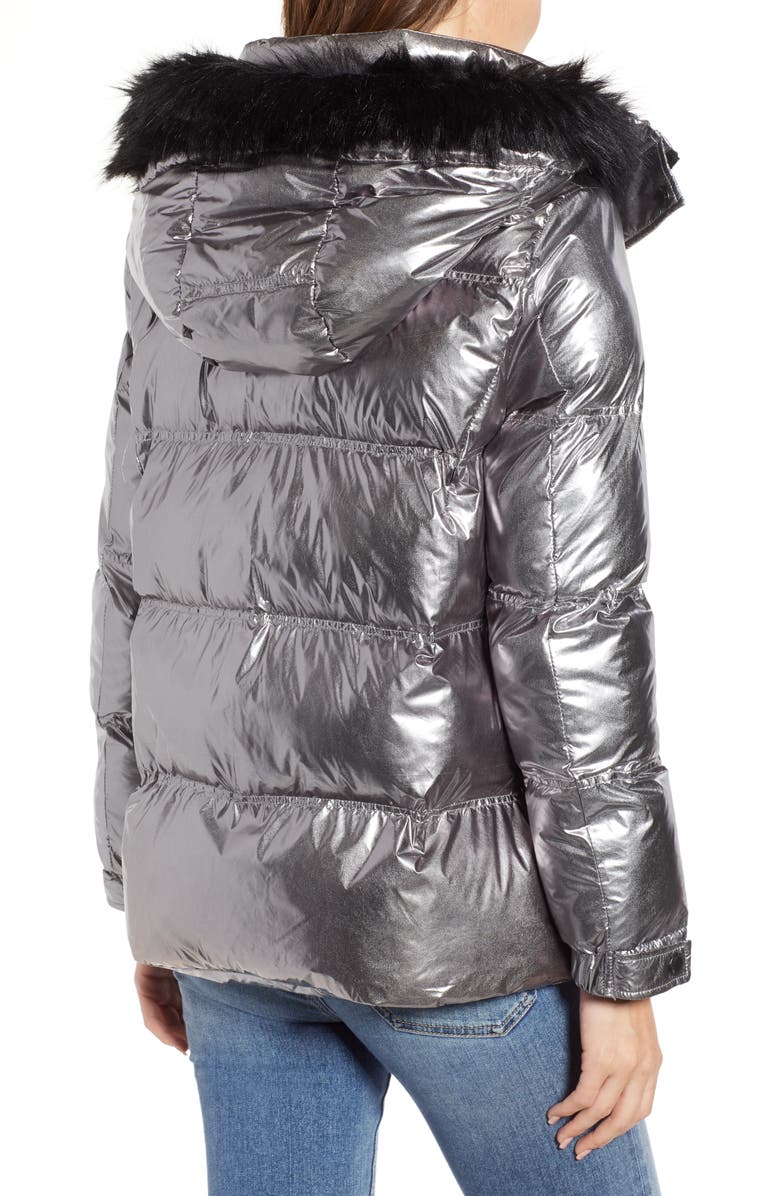 Sam Edelman Faux Fur Trim Hooded Puffer Coat, Alternate, color, 