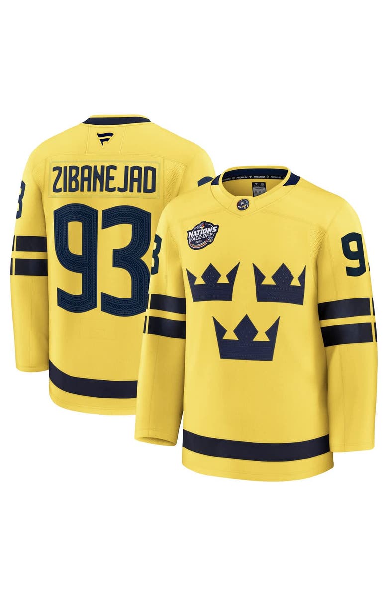 FANATICS Men's Fanatics Mika Zibanejad Yellow Sweden 2025 4 Nations Face-Off Premium Jersey, Main, color, 