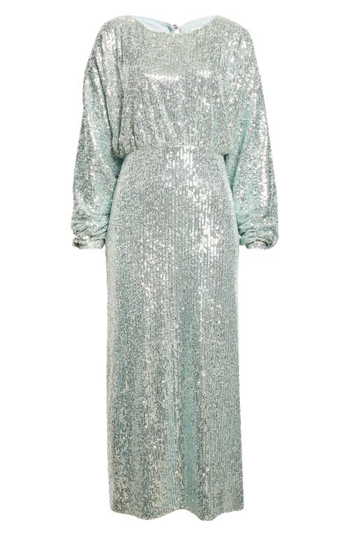 St John St. John Long Sleeve Sequin Stretch Knit Midi Dress In Blue