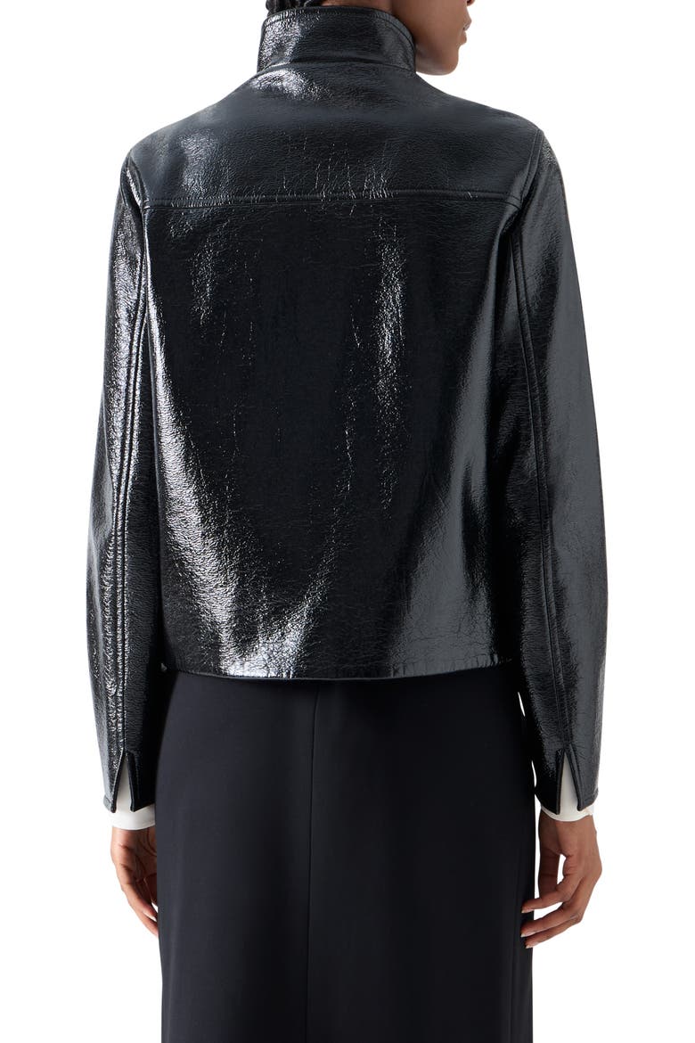 Faux Lacquer Leather Jacket, Alternate, color, BLACK
