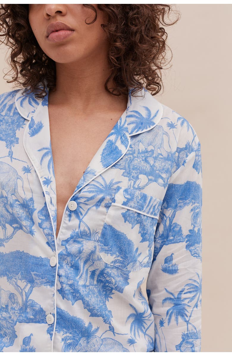 Desmond & Dempsey Long Pajama Set, Alternate, color, Loxodonta Blue