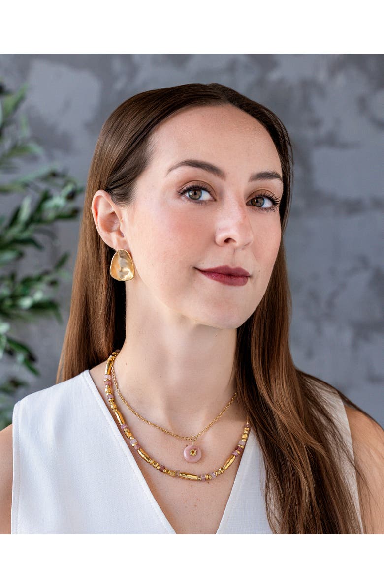 Loni Paul Jewelry Peach Moonstone and Citrine Inlay Necklace, Alternate, color,