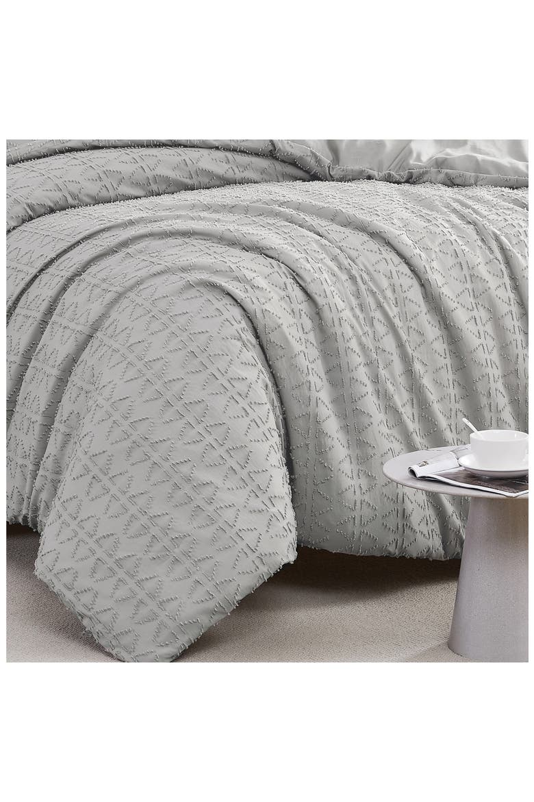 Bali Clipped Jacquard Duvet Set, Alternate, color, STEEL GREY