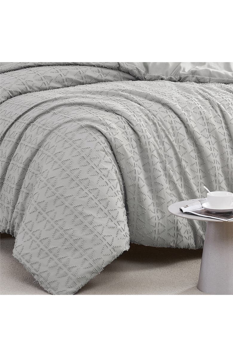 SOUTHSHORE FINE LINENS Bali Clipped Jacquard Duvet Set, Alternate, color, Steel Grey