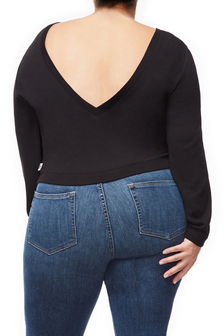 Plunge Back Sweatshirt, Alternate, color, BLACK001