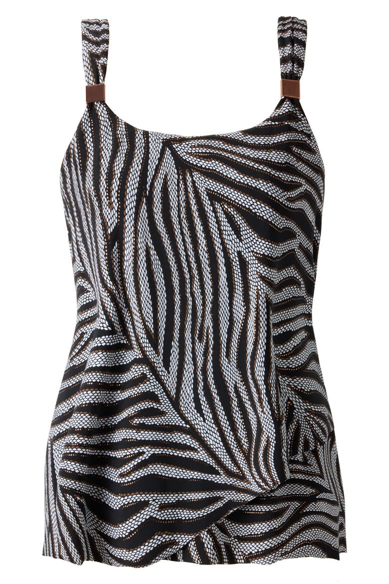 Zirconic Dazzle Tankini Top, Alternate, color, BLACK/ WHITE