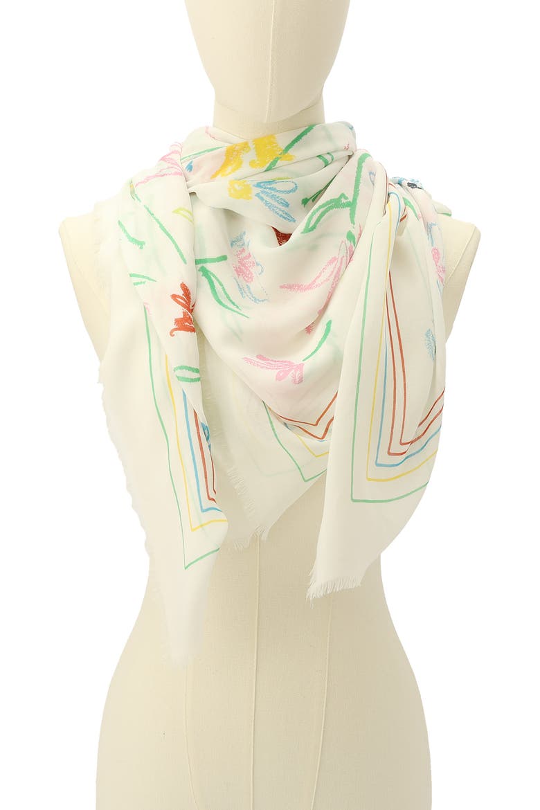 large joyful garden square scarf, Alternate, color, MULTI
