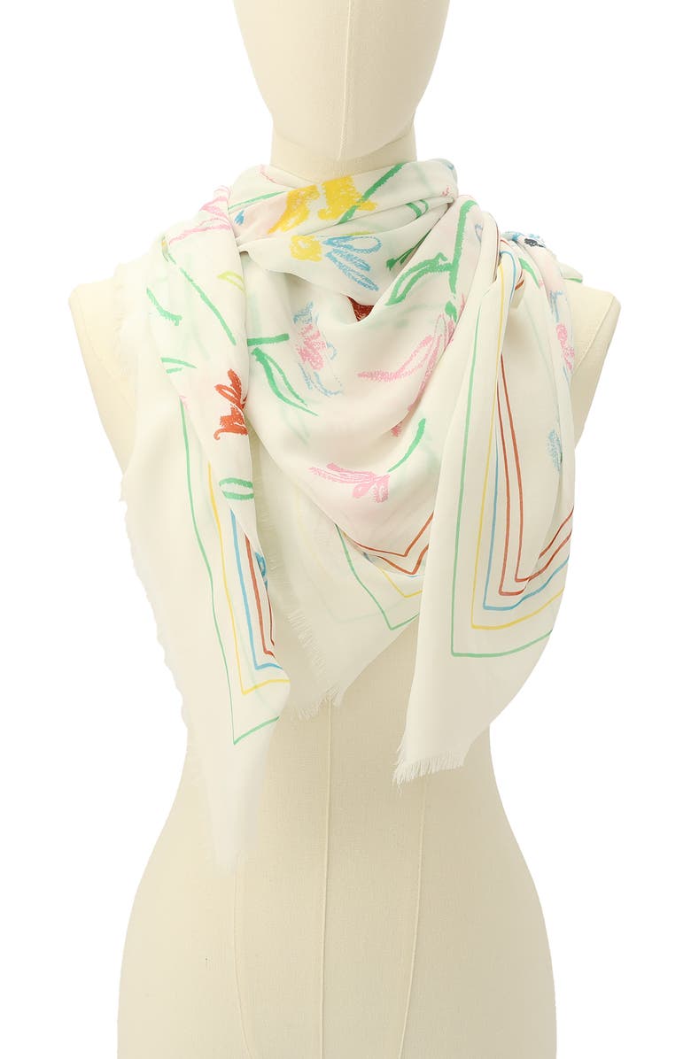 Kate Spade New York large joyful garden square scarf, Alternate, color, Multi