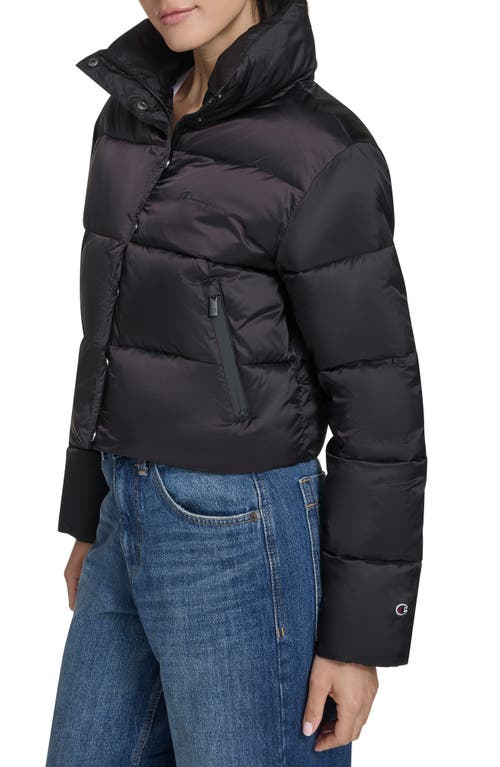 Champion Water Resistant Crop Puffer Jacket In Black