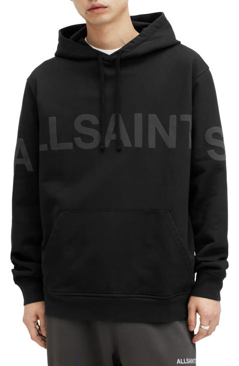 AllSaints Paint Splatter Logo Hoodie fashion Sweatshirt Mens 2XL Black