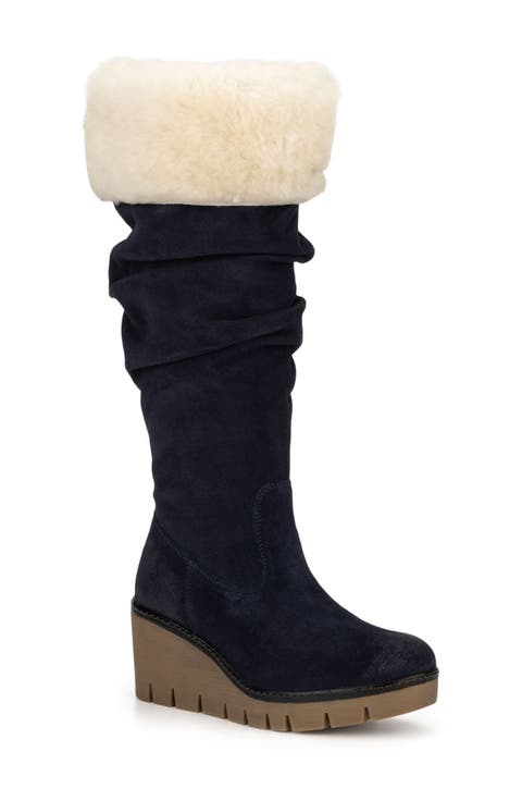 Arabella Faux Fur Trimmed Wedge Boot (Women)