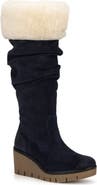 VINTAGE FOUNDRY Arabella Faux Fur Trimmed Wedge Boot