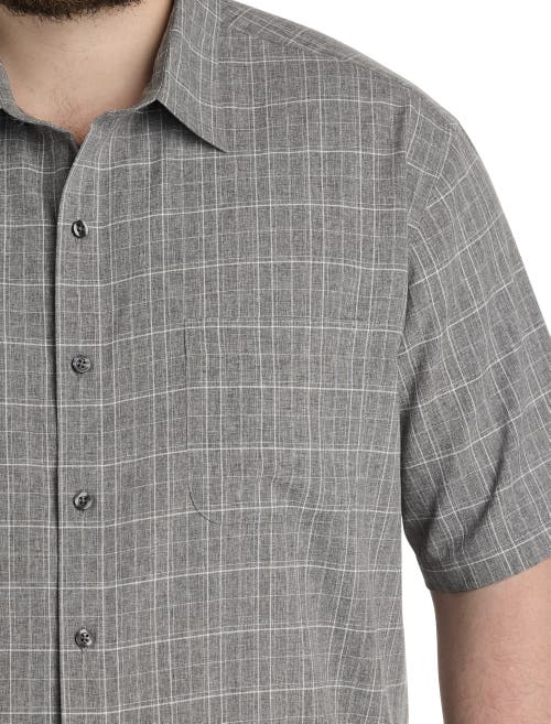 Synrgy By Dxl Big & Tall Large Plaid Microfiber Sport Shirt In Grey