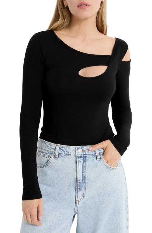 Marcella Lotte Cutout Detail Long Sleeve Top In Black