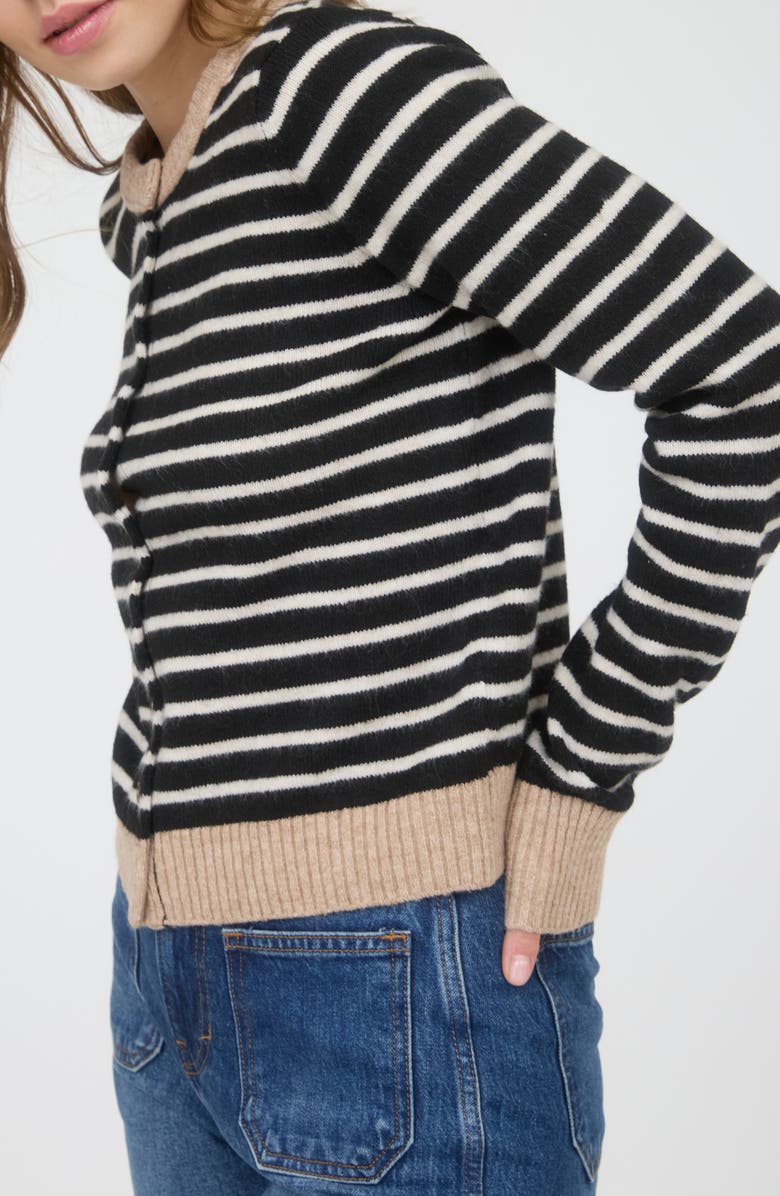 Contrast Stripe Knit Cardigan
