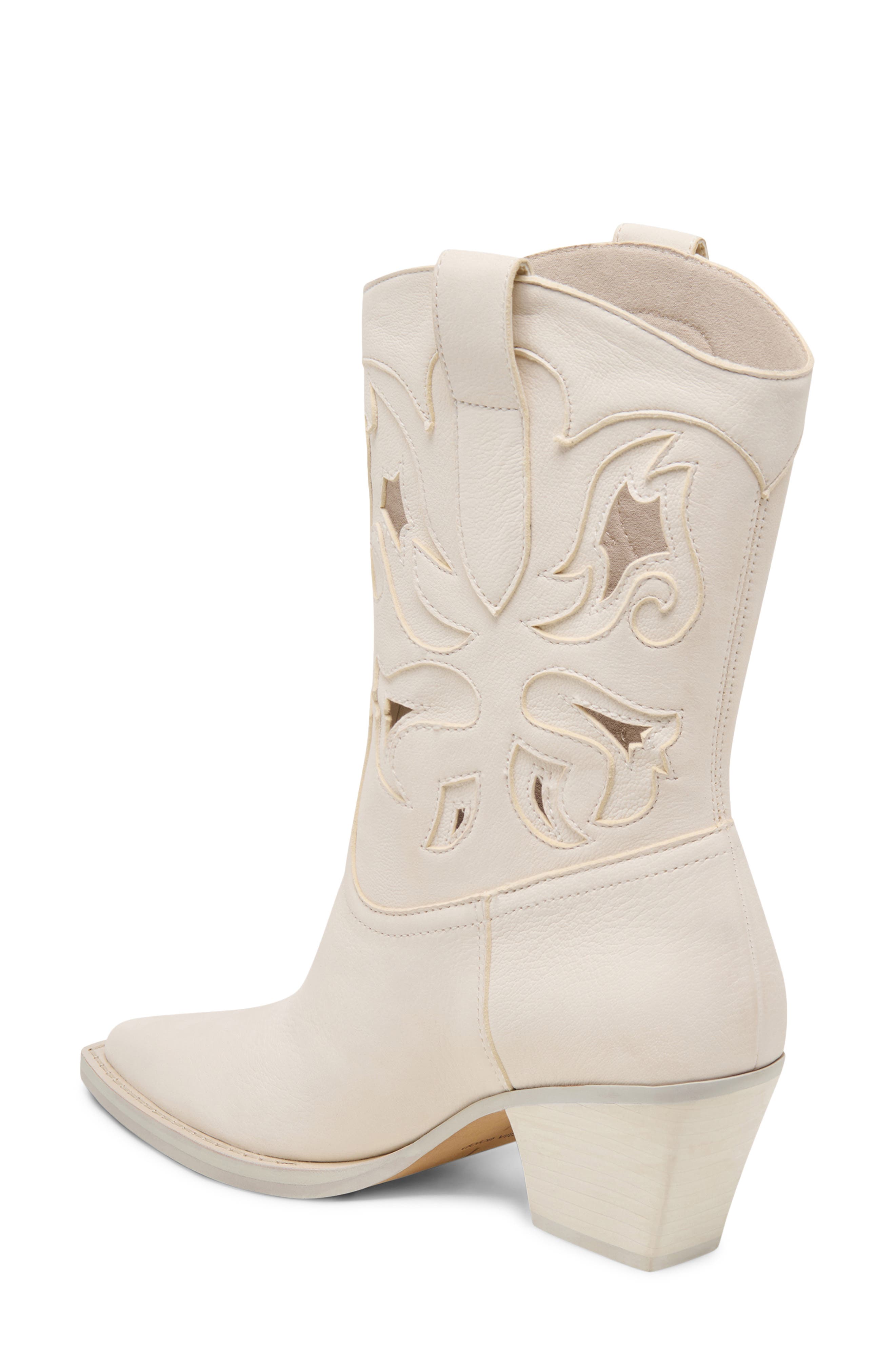 Dolce Vita Ravena Cutout Western Boot, Alternate, color, Off White Nubuck