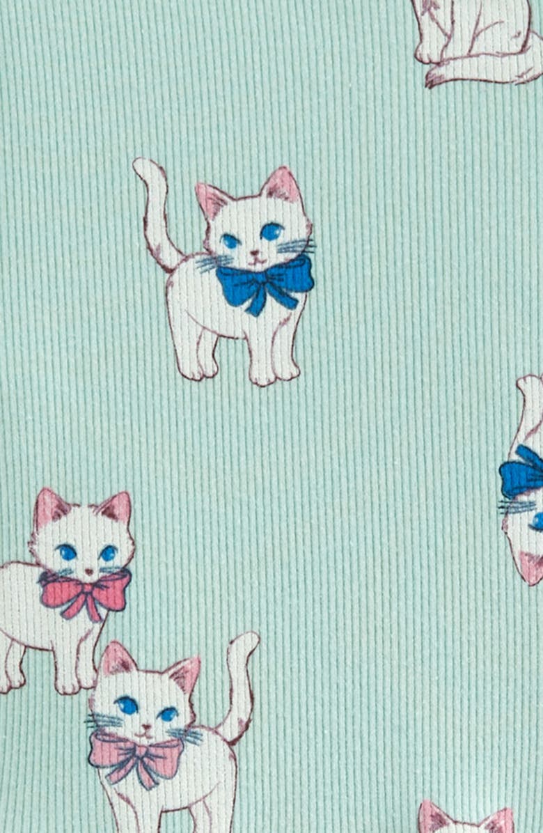 Tucker + Tate Kids' Ruffle Long Sleeve Rib Dress, Alternate, color, Green Flora Bow Kittens