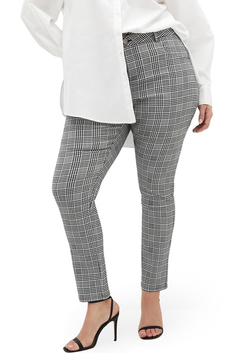 Bengaline Check Skinny Leg Pants, Main, color, BLACK CHECK