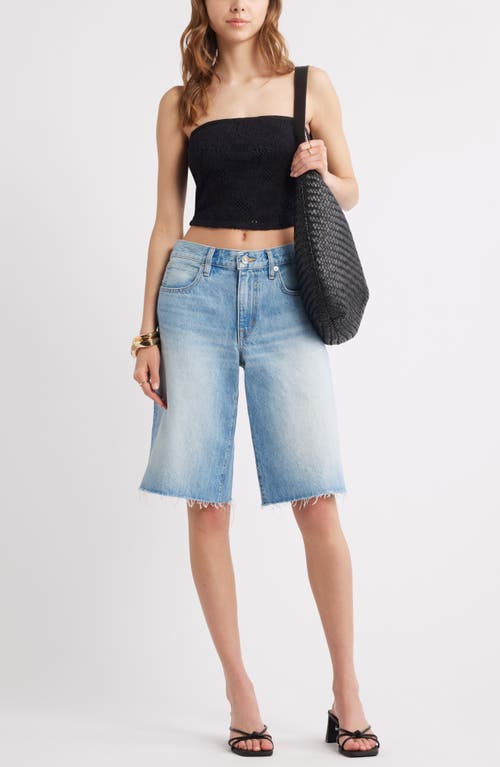 Open Edit Strapless Lace Overlay Crop Top In Black