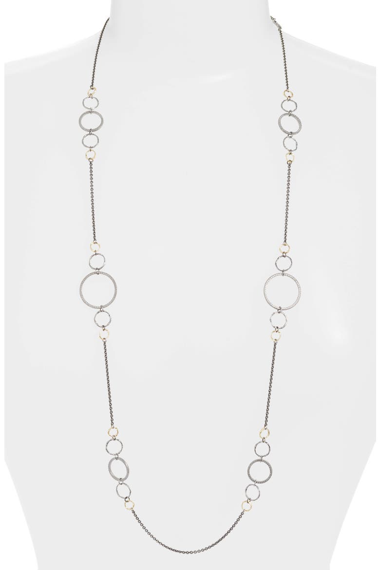 Old World Mixed Metal Station Chain Necklace, Main, color, SILVER
