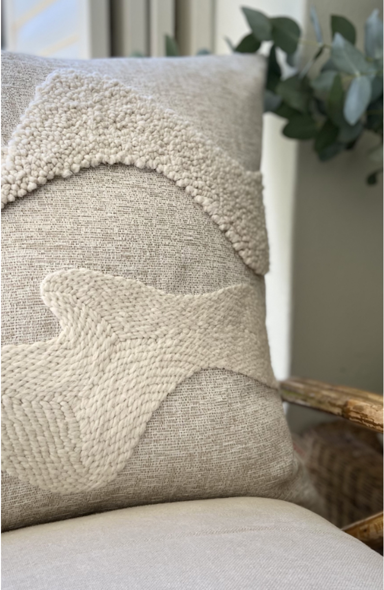 Cotton Tree Punch Needle Pillow - Zulu Pattern - Cover + Insert, Alternate, color, Natural