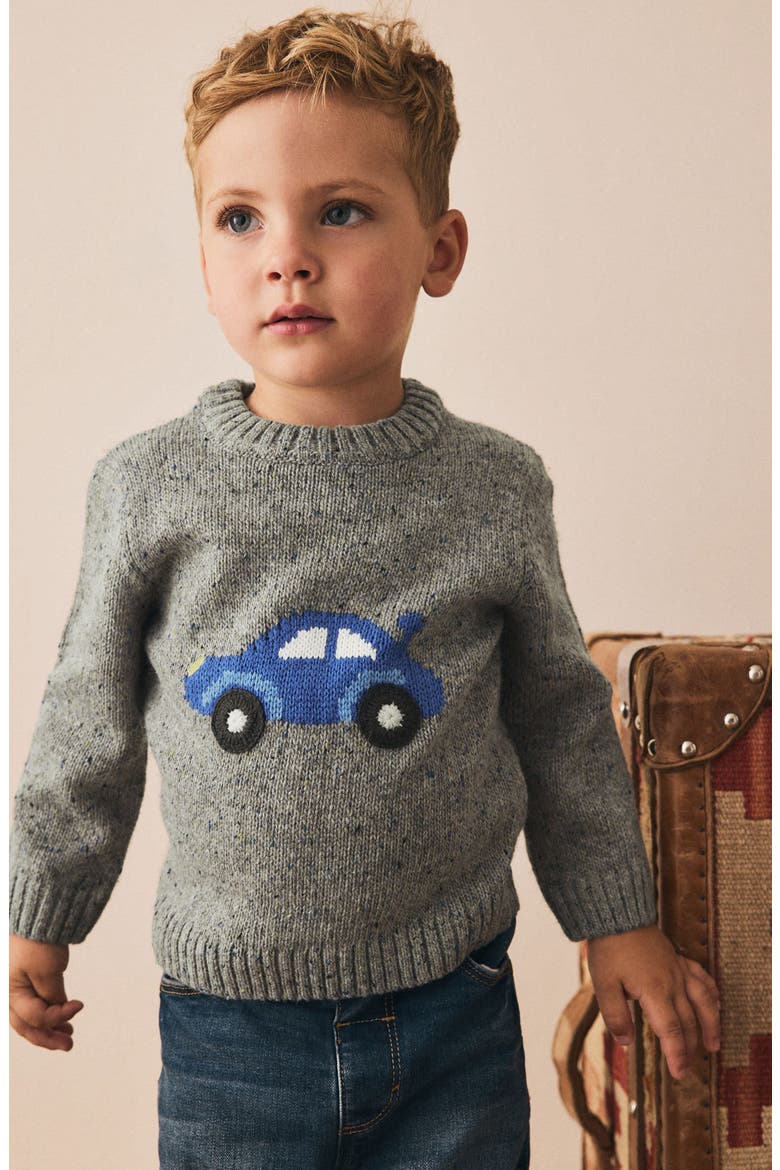 Kids' Car Knit Sweater, Alternate, color, GREY