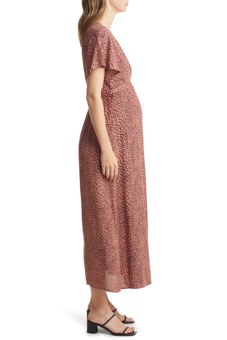 Maternity Wrap Dress, Alternate, color, RUST