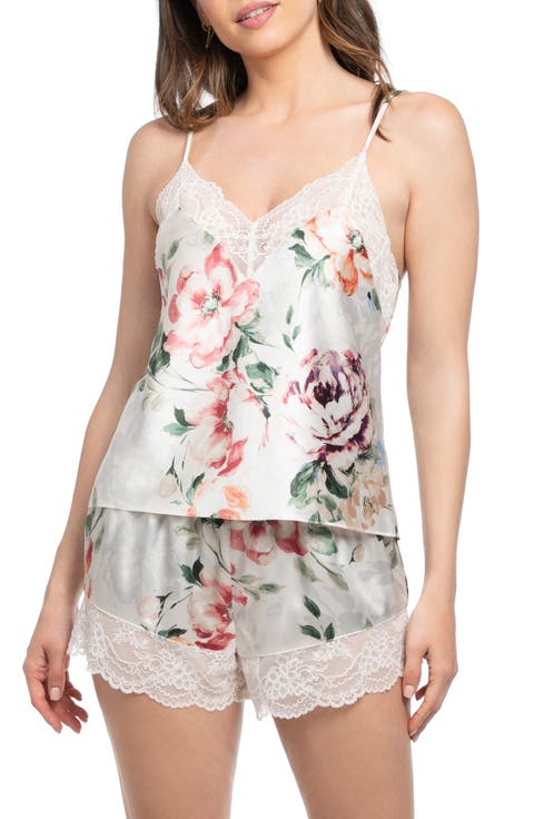 Tatiana Floral Lace Trim Satin Pajamas