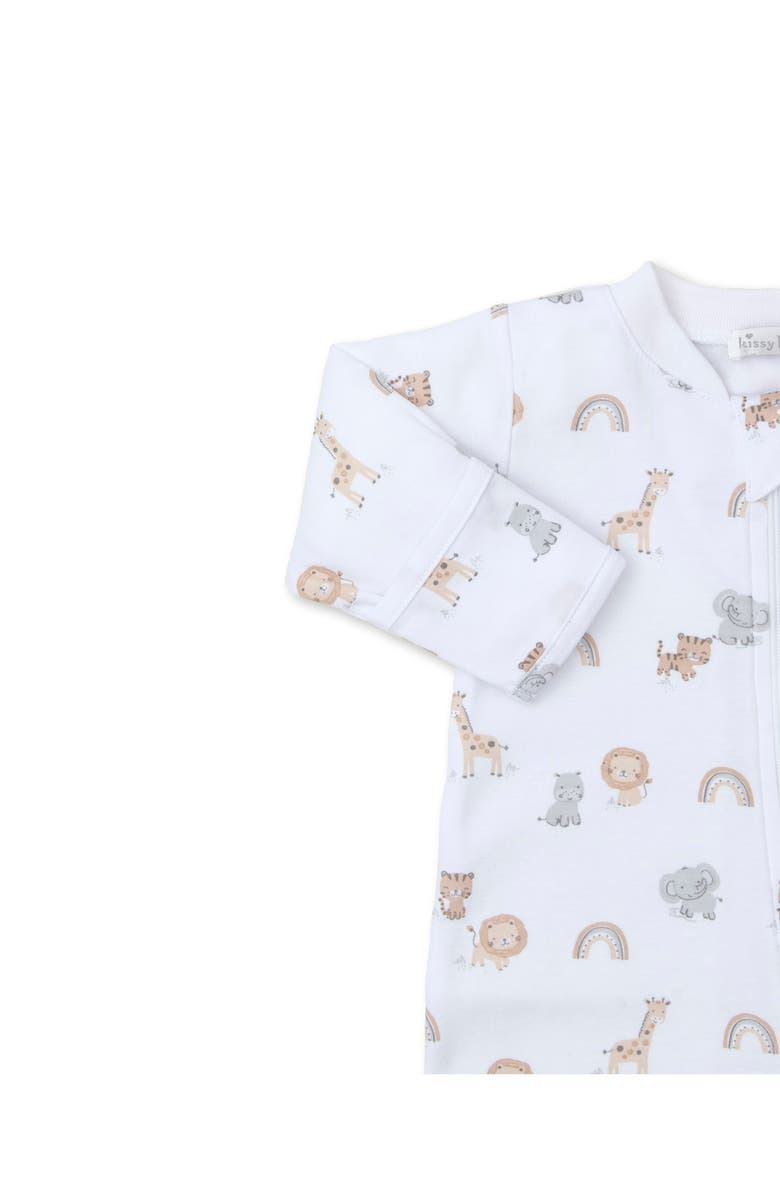 Kissy Kissy Animal Print Pima Cotton Zip Footie, Alternate, color, 