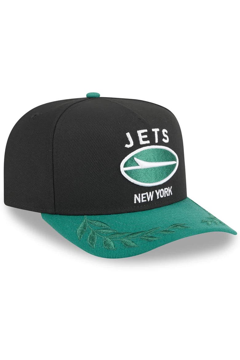 Men's New Era  Black/Green New York Jets 2025 NFL Draft A-Frame 9FIFTY Snapback Hat, Alternate, color, Black