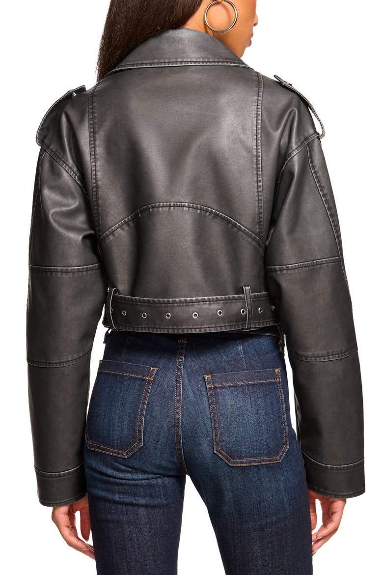 Layana Faux Leather Jacket, Alternate, color, BLACK FAUX LEATHER