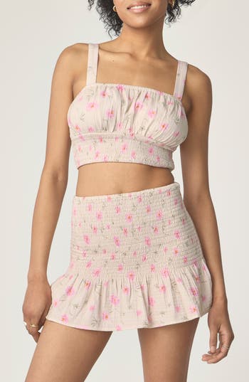 Florence By Mills Smocked Crop Camisole In Multi