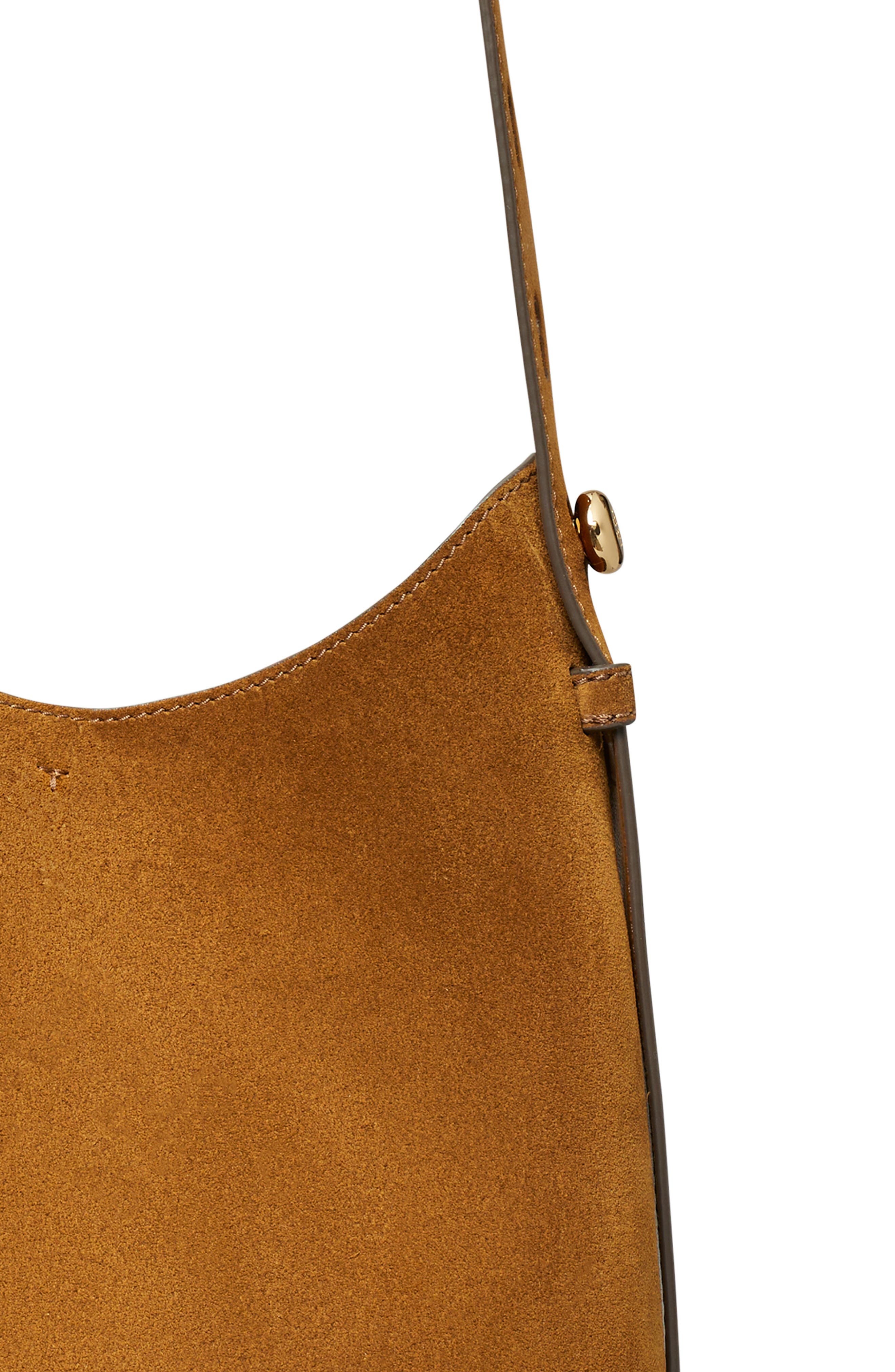 Tory Burch Small Romy Suede Hobo Bag, Alternate, color, Caramel