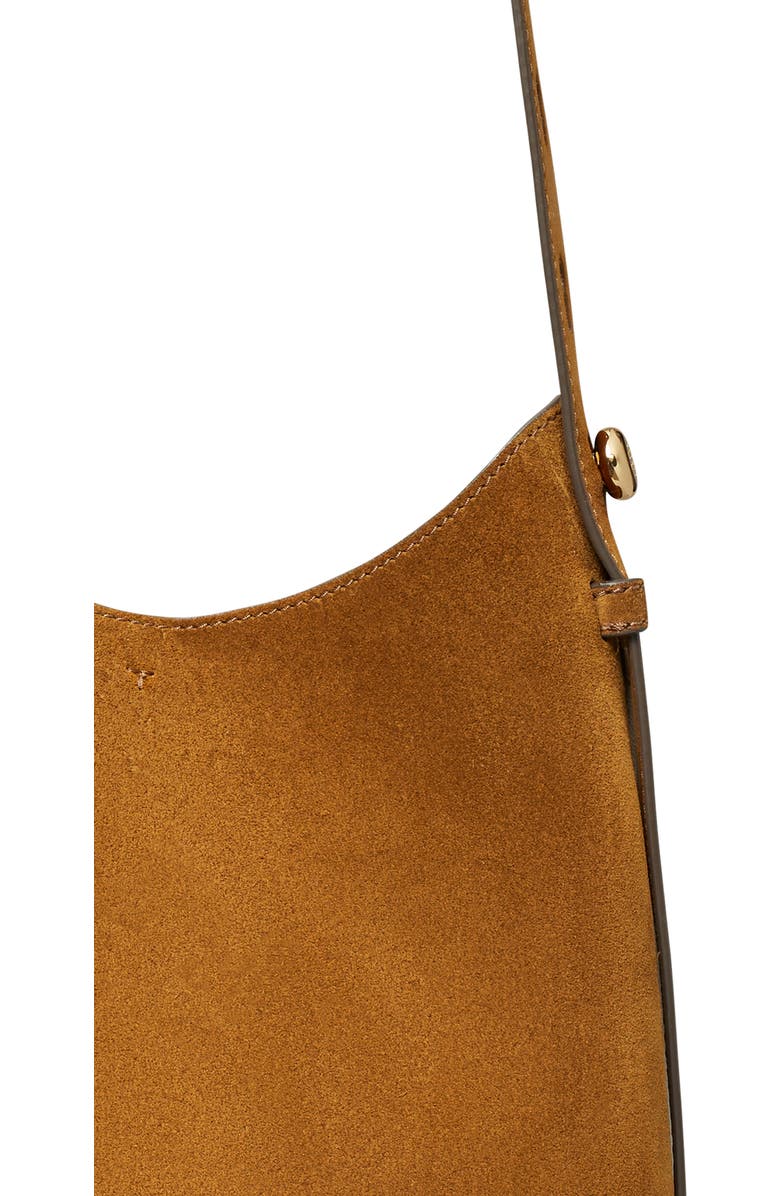 Tory Burch Small Romy Suede Hobo Bag, Alternate, color, Caramel
