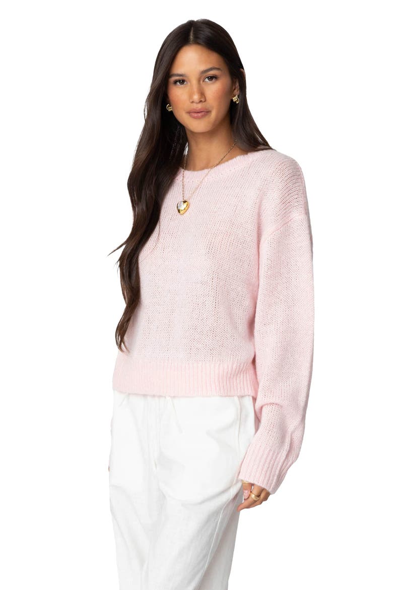 Oversize Crewneck Sweater, Alternate, color, LIGHT-PINK
