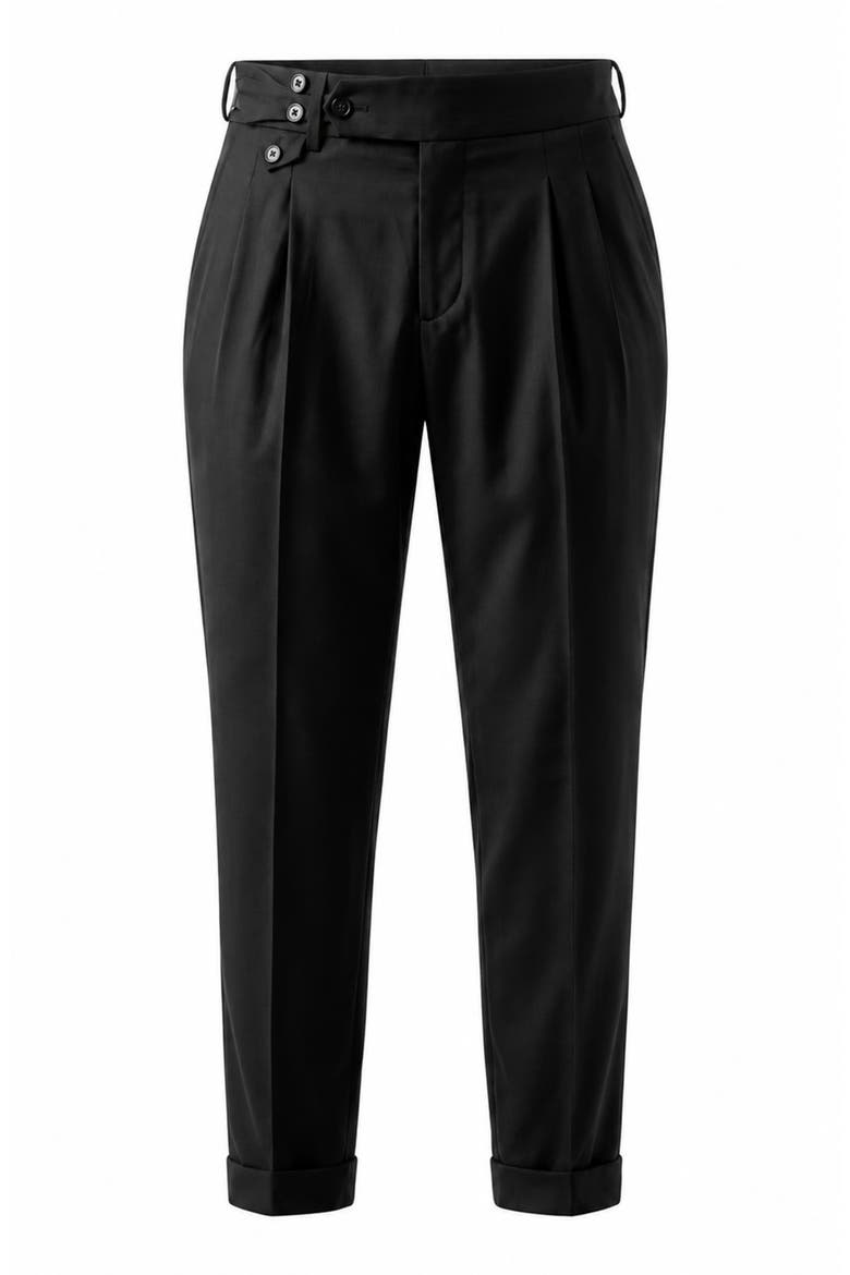 Marthyr Pleated Trousers, Alternate, color, BLACK
