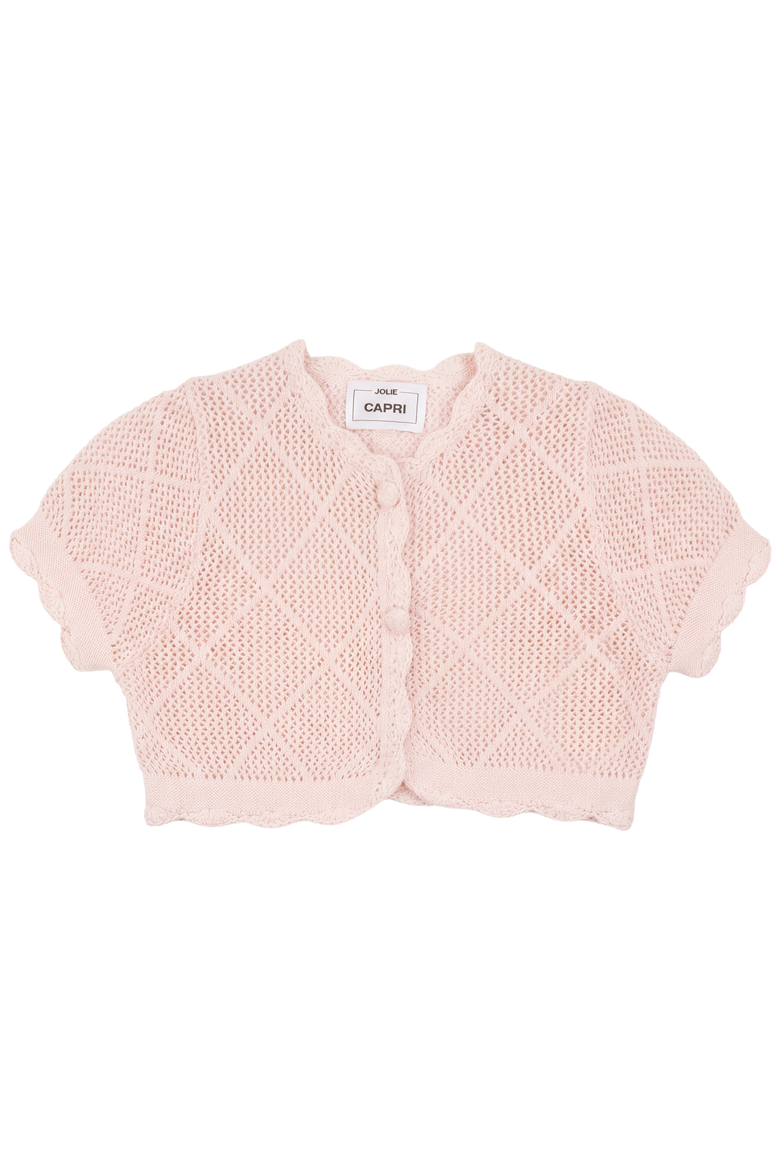 Girls Cotton Crochet Cardigan - Blush, Main, color, Blush