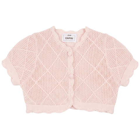 Girls Cotton Crochet Cardigan - Blush
