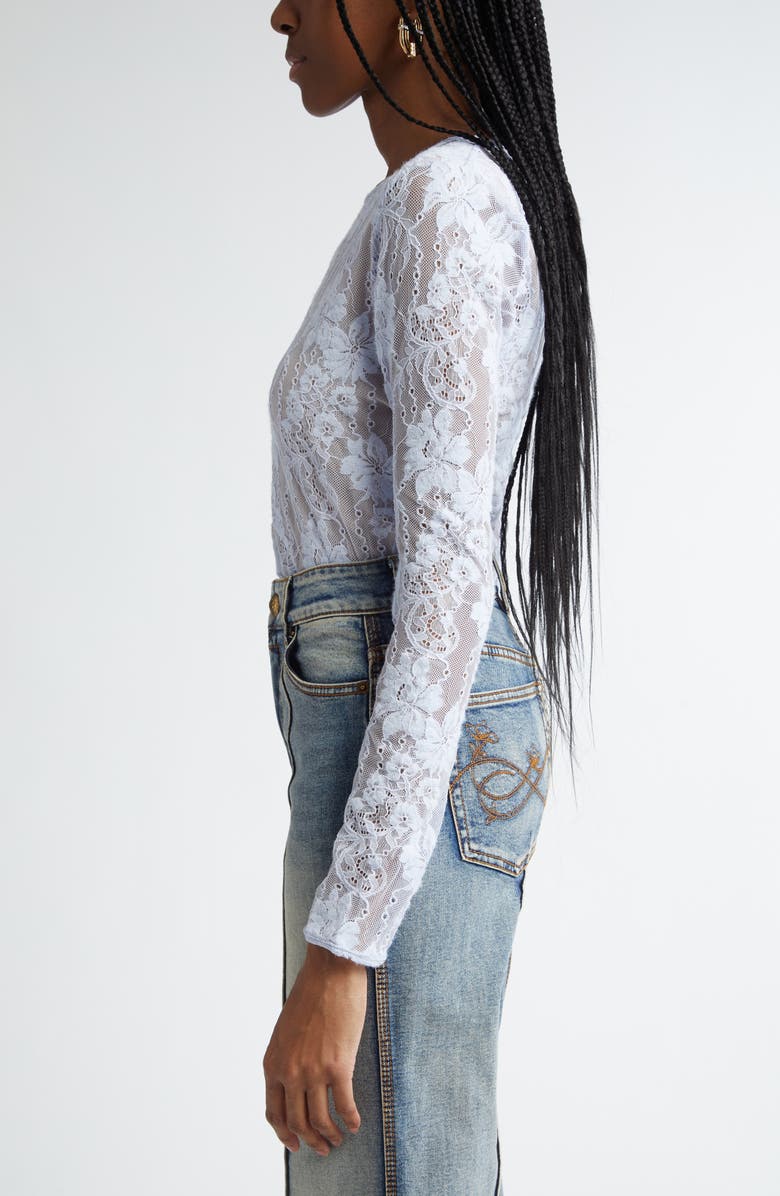 Zimmermann Lace Bodysuit, Alternate, color, Light Blue