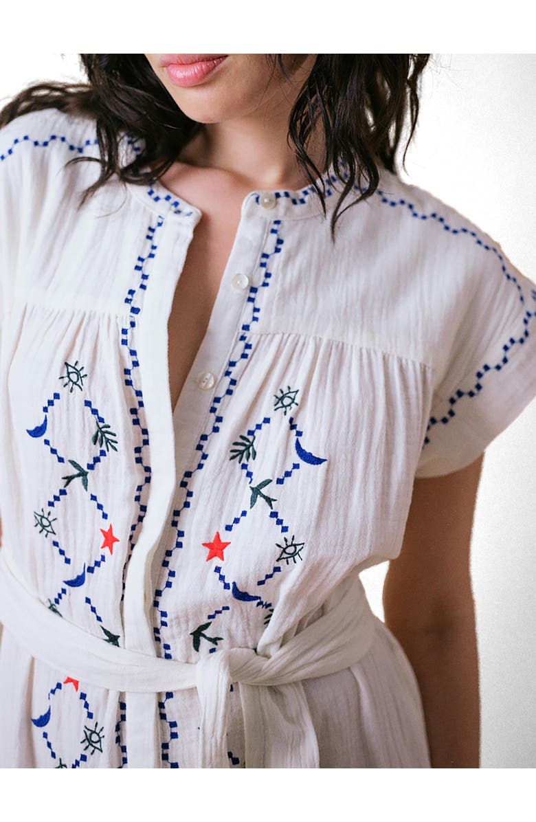 Cape Cove Coves Cap Sleeve Embroidered Dress, Alternate, color, Ivory