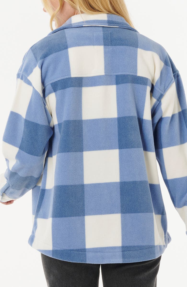 Rip Curl Neon Isles Plaid Fleece Button-Up Shirt, Alternate, color, Blue