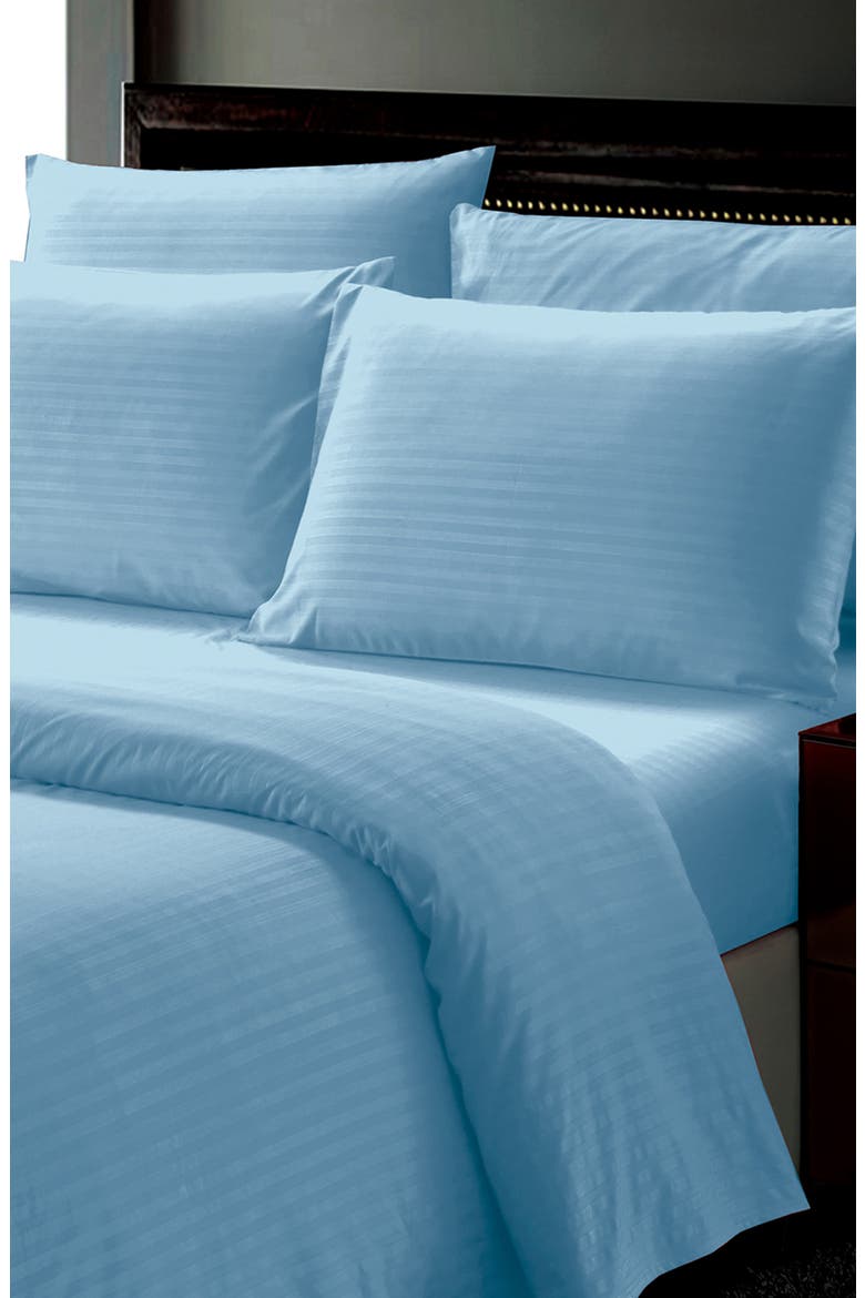 Dobby Stripe Sheet Set, Alternate, color, LIGHT BLUE
