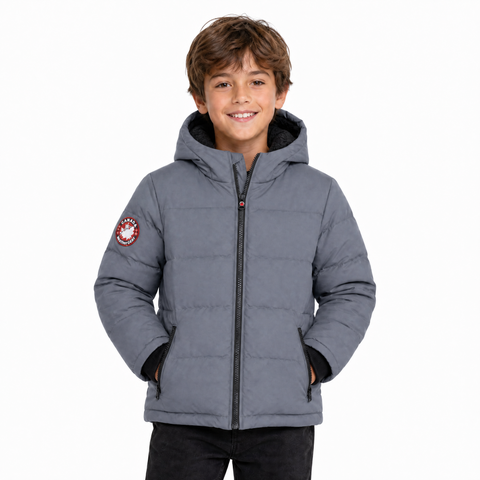 Boys' Fleece Lined Hooded Bubble Puffer Jacket
