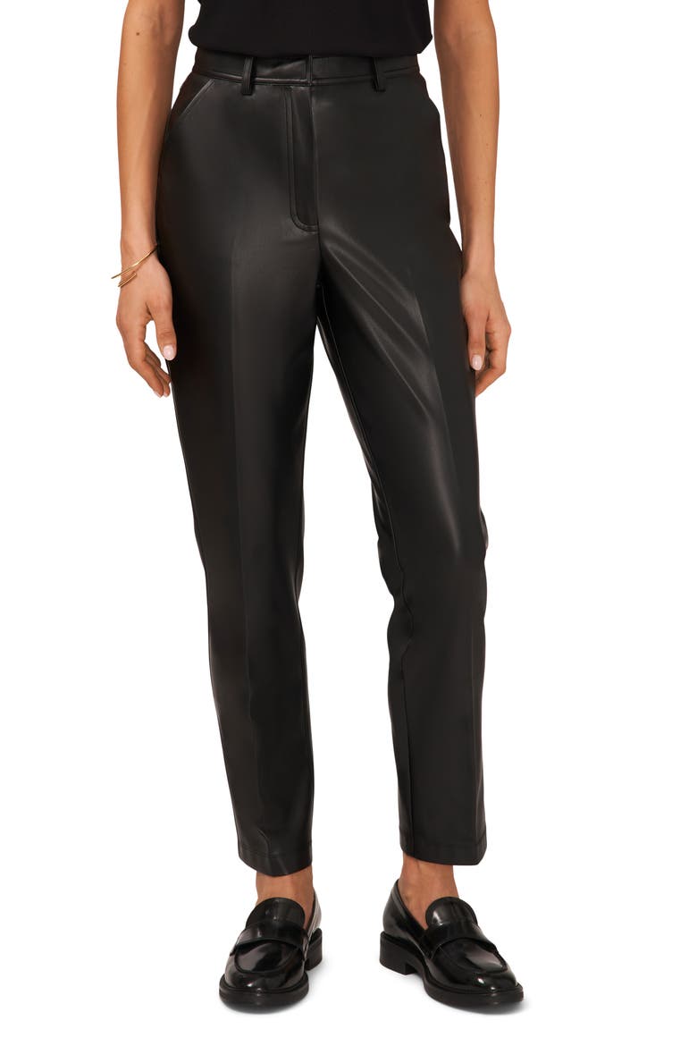 Straight Leg Faux Leather Trousers, Main, color, RICH BLACK 060
